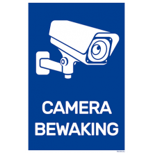 Sticker "camerabewaking" 20 x 30 cm - Blauw/wit