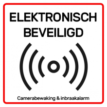 Sticker "Elektronisch beveiligd" 5.5 x 5.5 cm - Zwart/rood